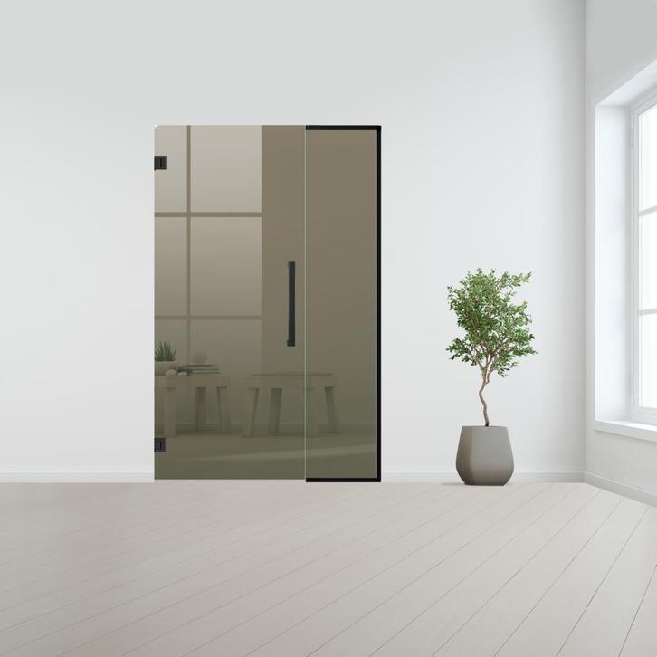 Glazen binnendeur met zijlicht zonder kozijn zwart beslag-Br, Doe-het-zelf en Bouw, Glas en Ramen, Nieuw, Verzenden