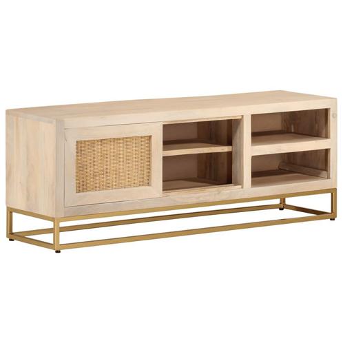 vidaXL Tv-meubel 110x30x40 cm massief ruw mangohout en ijzer, Huis en Inrichting, Kasten | Overige, Nieuw, Verzenden