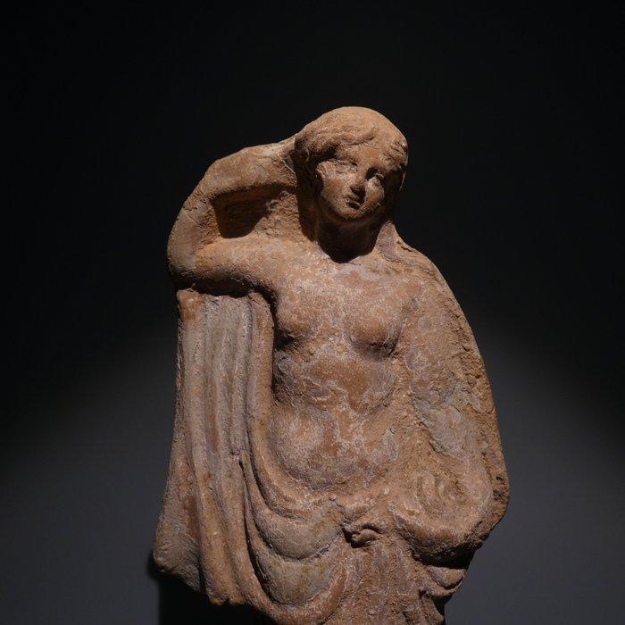 Oud-Grieks, Hellenistisch Terracotta Tanagra godinnenbeeld., Verzamelen, Mineralen en Fossielen