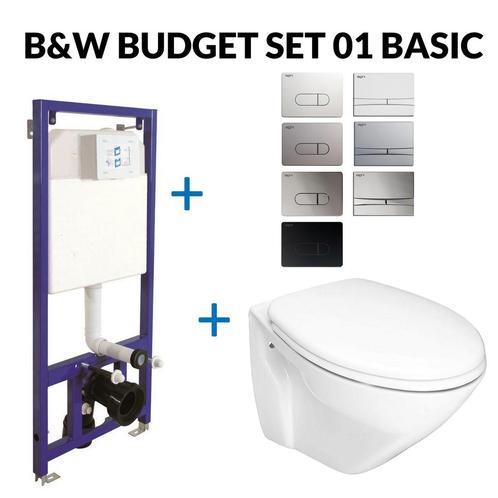 Toiletset Budget 78 B&W Rim-Ex Met B&W Drukplaat, Doe-het-zelf en Bouw, Sanitair, Overige typen, Nieuw, Chroom, Ophalen of Verzenden