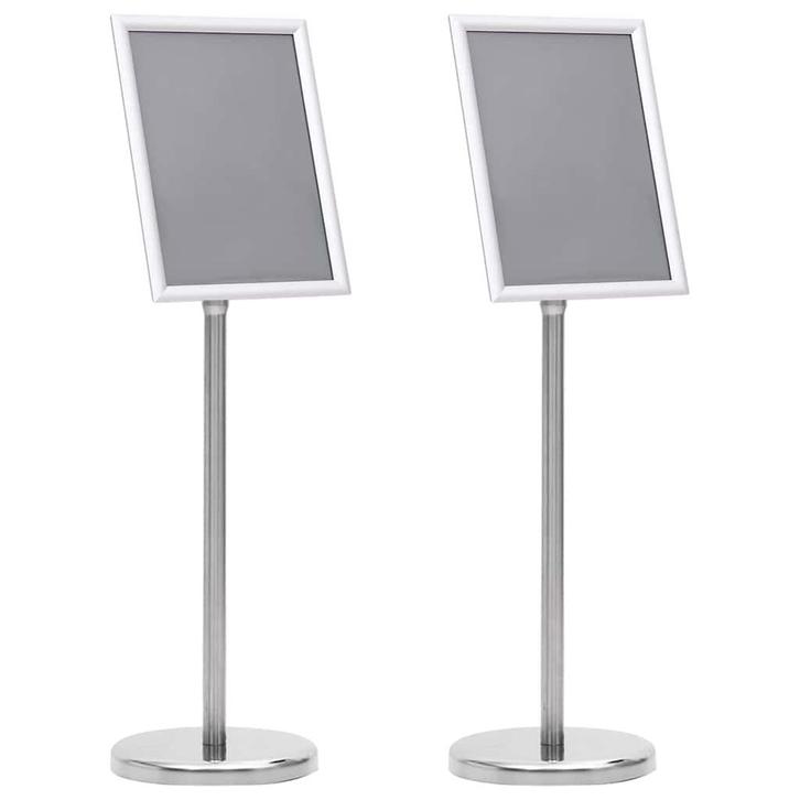 vidaXL Posterstands 2 pcs Zilver 32.7 x 24 x 108 cm, Zakelijke goederen, Kantoor en Winkelinrichting | Kantoormeubilair en Inrichting