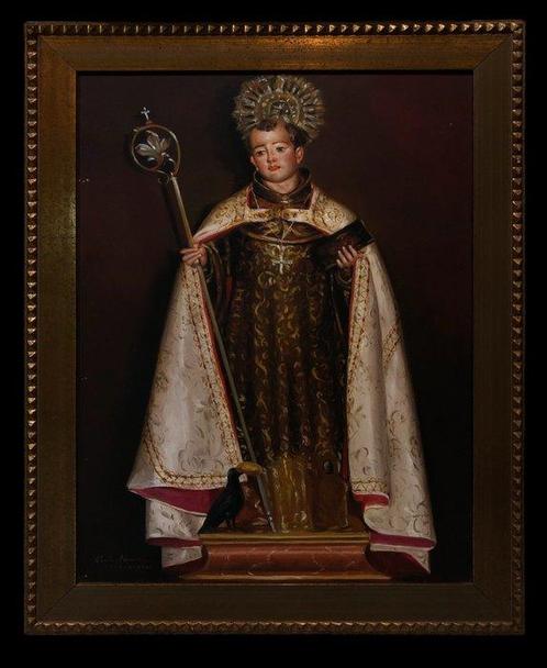 Juan Manuel Sánchez Barrera (1933) - Benoît de Nursie, Saint, Antiek en Kunst, Kunst | Schilderijen | Klassiek