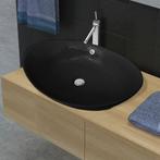 vidaXL Lavabo ovale en céramique noir avec trop plein 59, Bricolage & Construction, Sanitaire, Neuf, Verzenden
