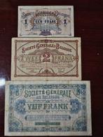 België. - Société Général - 1, 2, 5 Francs 1915-1916 (Zonder, Postzegels en Munten