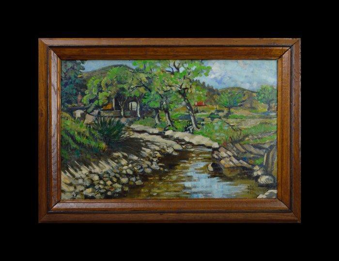 Louis Maurel (XX) - Le ruisseau., Antiek en Kunst, Kunst | Schilderijen | Klassiek