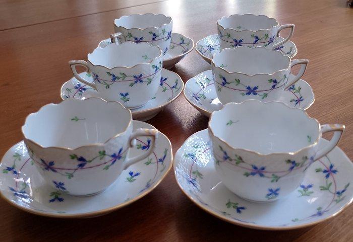 Herend - Koffiekopje (6) - Blue Garland - Porselein, Antiek en Kunst, Antiek | Meubels | Tafels