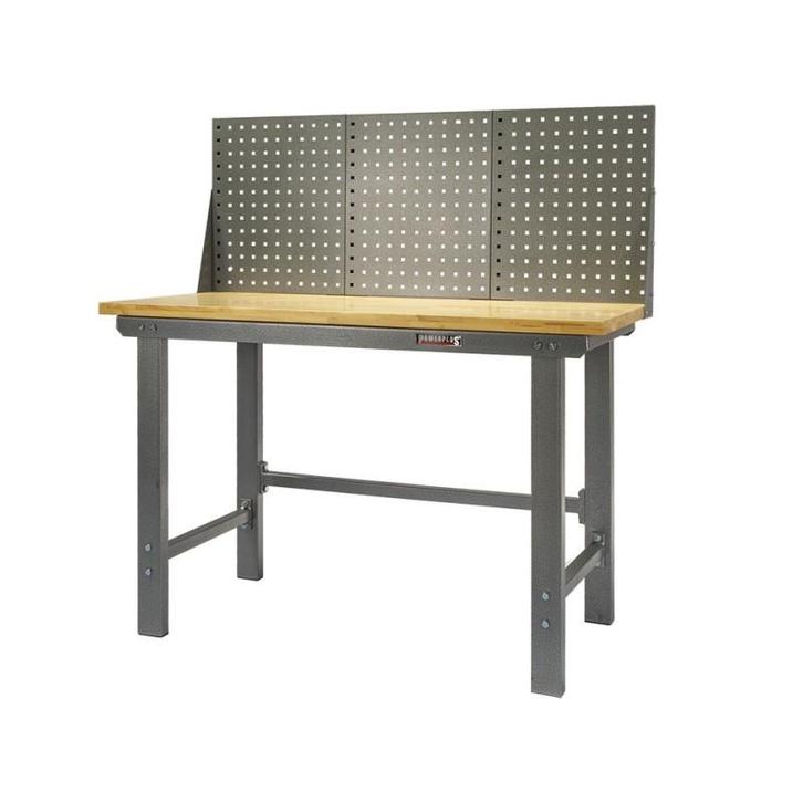 Werkbank grijs 150 cm met hardhouten blad en, Doe-het-zelf en Bouw, Werkbanken, Ophalen of Verzenden