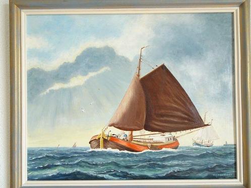W.A. Breedveld ( XX) - Schepen op ruwe zee, Antiek en Kunst, Kunst | Schilderijen | Klassiek