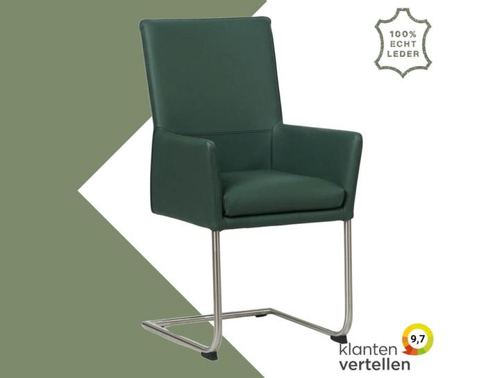 Leren eetkamerstoel Rumor - Toledo Forrest (groen) -, Huis en Inrichting, Stoelen, Overige kleuren, Eén, Nieuw, Leer, Ophalen of Verzenden