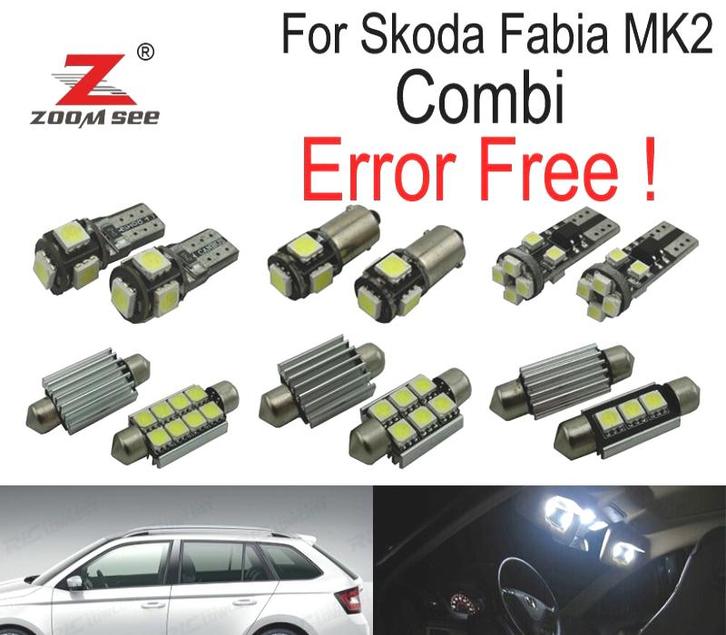 Kit 17 Ampoules Led Intérieur Pour Skoda Fabia 2 Mk2 Mk II K, Auto-onderdelen, Verlichting, Verzenden