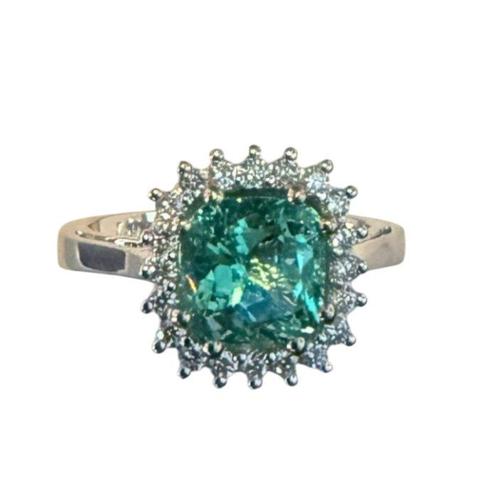 Bague - 18 carats Or blanc - 2.30ct. tw. Émeraude - Diamant, Handtassen en Accessoires, Ringen