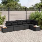 vidaXL 6-delig tuinset met kussens in zwart poly riet en, Verzenden, Nieuw
