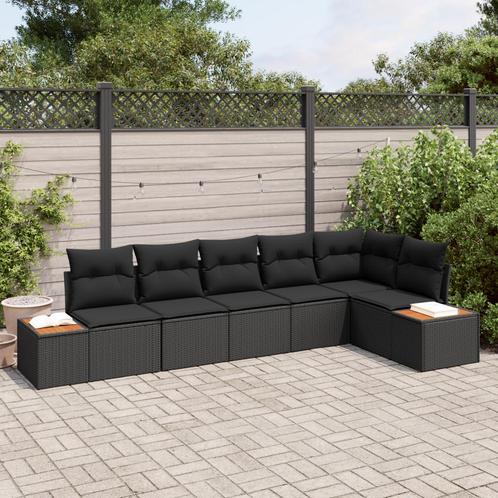 vidaXL 6-delig tuinset met kussens in zwart poly riet en, Tuin en Terras, Tuinsets en Loungesets, Nieuw, Verzenden