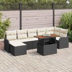 vidaXL Tuinbank Set met opslag 8 pcs Zwart Poly rattan, Verzenden, Nieuw