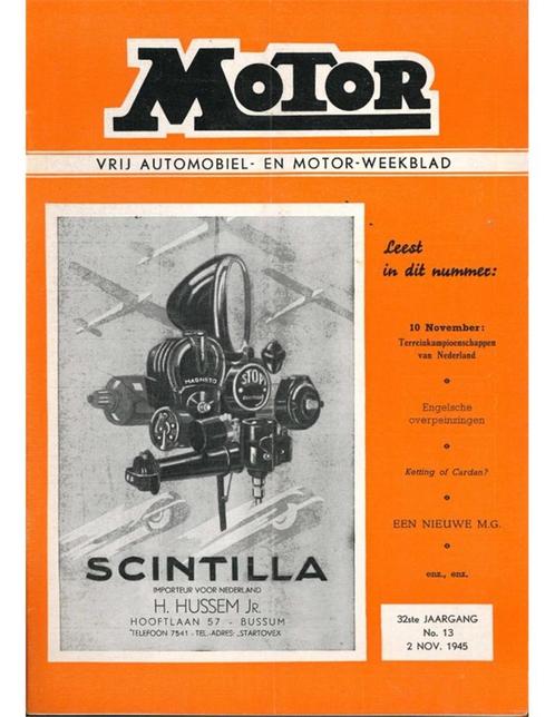 1945 MOTOR MAGAZINE 13 NEDERLANDS, Boeken, Auto's | Folders en Tijdschriften
