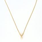 Collier - 14 carats Or jaune - Diamant - perle/diamant, Handtassen en Accessoires, Kettingen, Nieuw