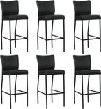 Set van 6 Zwarte leren moderne barkrukken - poot vierkant, Huis en Inrichting, Stoelen, Nieuw, Vijf, Zes of meer stoelen, Modern