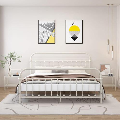 vidaXL Nachtkastjes 2 st metaal en glas wit en transparant, Huis en Inrichting, Slaapkamer | Nachtkastjes, Nieuw, Verzenden