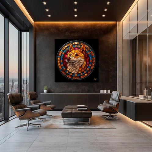 PLM-Art - Dogecoin Vitraux Style, Antiek en Kunst, Kunst | Schilderijen | Modern