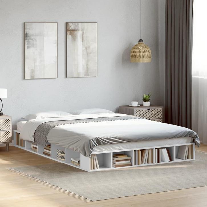 vidaXL Bedframe bewerkt hout wit 140x200 cm, Huis en Inrichting, Slaapkamer | Bedden, Nieuw, Verzenden