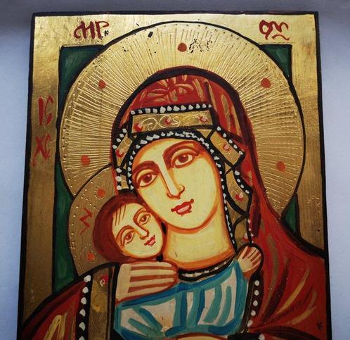 Icoon - Heilige Moeder van God en Jezus Christus -, Antiek en Kunst, Antiek | Boeken en Manuscripten