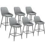 tectake Barkruk Siera met rugleuning - Geweven stof grijs /, Huis en Inrichting, Barkrukken, Verzenden, Nieuw