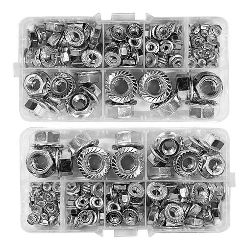Set van 200 verschillende moeren (M3 tot M10, zeskant met f, Doe-het-zelf en Bouw, Gereedschap | Overige machines, Nieuw, Verzenden