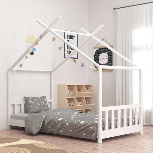 vidaXL Kinderbedframe massief grenenhout wit 80x160 cm, Kinderen en Baby's, Kinderkamer | Bedden, Nieuw, Verzenden