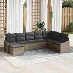 vidaXL Tuinbank Set 8 pcs Grijs Poly rattan, Tuin en Terras, Verzenden, Nieuw