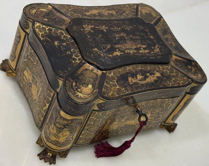 Boîte - Bois, Or, Os, laque - BOÎTE CHINOISERIE, Antiquités & Art, Antiquités | Autres Antiquités