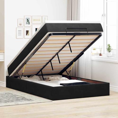 vidaXL Bed poef met matras 120x190 cm fluweel zwart, Huis en Inrichting, Slaapkamer | Bedden, Nieuw, Verzenden