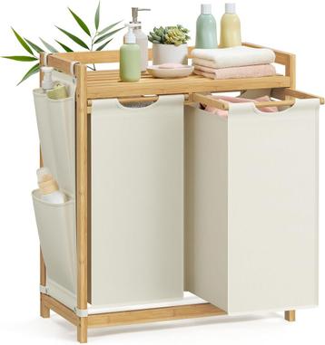 Wasmand - Bamboe - 100 liter capaciteit - crèmewit, Ophalen of Verzenden
