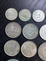 Suisse. Lot of 17 coins: 1/2, 1, 2, 5, 20 Francs 1914/1991,, Postzegels en Munten
