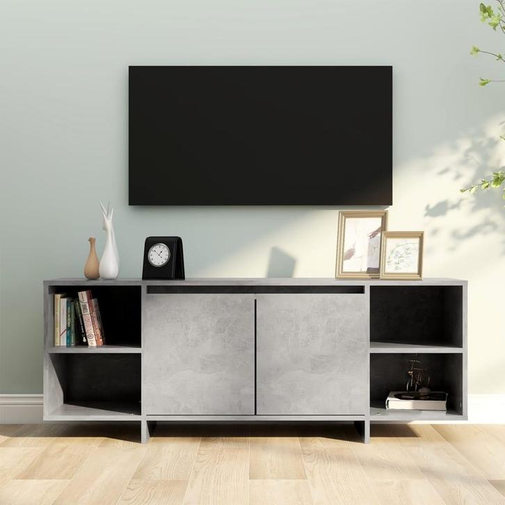 vidaXL Tv-meubel 130x35x50 cm bewerkt hout betongrijs, Huis en Inrichting, Kasten |Televisiemeubels, Nieuw, Verzenden