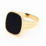 Ring - 14 karaat Geel goud Onyx, Handtassen en Accessoires, Ringen, Nieuw