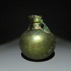Oud-Romeins Glas Aryballos. 1e - 3e eeuw na Christus. 8,7 cm
