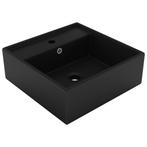 vidaXL Lavabo carré de luxe à trop-plein Noir mat 41x41, Neuf, Verzenden