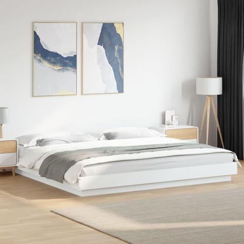 vidaXL Bedframe met LED-verlichting bewerkt hout wit 180x200, Huis en Inrichting, Slaapkamer | Bedden, Nieuw, Verzenden