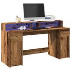 vidaXL Bureau met LED-verlichting 160x55x91 cm bewerkt hout, Verzenden, Nieuw