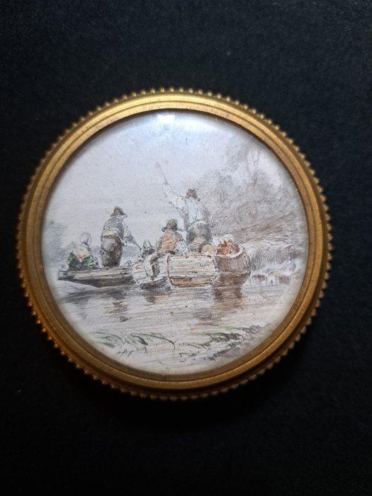 Snuifdoos - Messing - Vroeg-19e-eeuwse doos, Antiquités & Art, Antiquités | Autres Antiquités