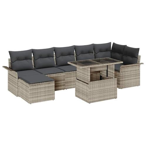 vidaXL Tuinbank Set met kussen met opslag 8 pcs Lichtgrijs, Tuin en Terras, Tuinsets en Loungesets, Nieuw, Verzenden