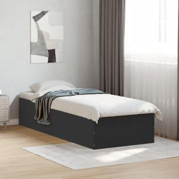 vidaXL Bedframe bewerkt hout zwart 90x200 cm, Huis en Inrichting, Verzenden, Nieuw