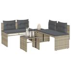 vidaXL 4-delige Loungeset met kussens poly rattan lichtgrijs, Tuin en Terras, Verzenden, Nieuw, Loungeset
