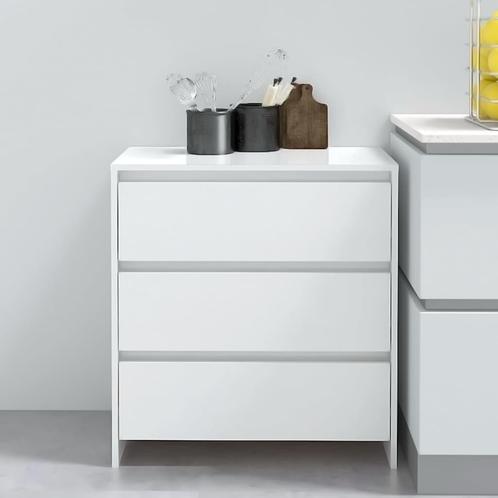 vidaXL Dressoir 70x41x75 cm bewerkt hout hoogglans wit, Huis en Inrichting, Kasten | Dressoirs, Nieuw, Verzenden