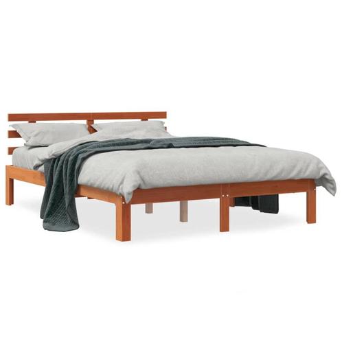vidaXL Cadre de lit avec tête de lit cire marron, Huis en Inrichting, Slaapkamer | Bedden, Verzenden