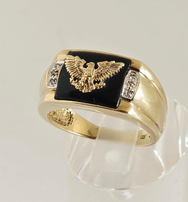 Zonder minimumprijs - Zegelring - 8 karaat Geel goud - Onyx, Handtassen en Accessoires, Antieke sieraden