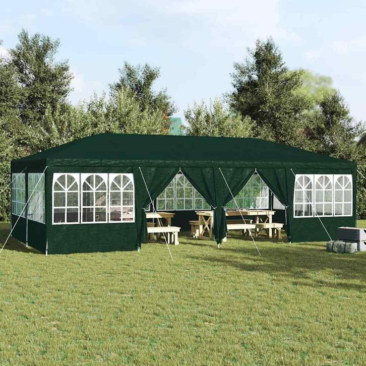 vidaXL Partytent Groen en Wit 800 x 400 x 266 cm Polyester, Tuin en Terras, Partytenten, Nieuw, Verzenden