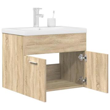 vidaXL Wastafelmeubel met inbouwwastafel en kraan Sonoma, Huis en Inrichting, Badkamer | Badkamermeubels, Verzenden, Nieuw