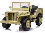 Kinderauto JEEP WILLYS WW2, Desert, 24V, 4WD, 3 zits, RC,EVA, Nieuw, Ophalen of Verzenden