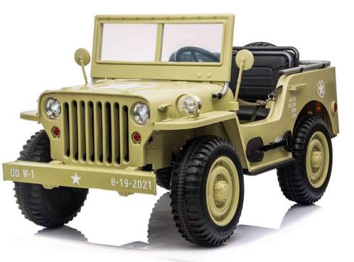 Kinderauto JEEP WILLYS WW2, Desert, 24V, 4WD, 3 zits, RC,EVA, Kinderen en Baby's, Speelgoed | Buiten | Accuvoertuigen, Nieuw, Ophalen of Verzenden